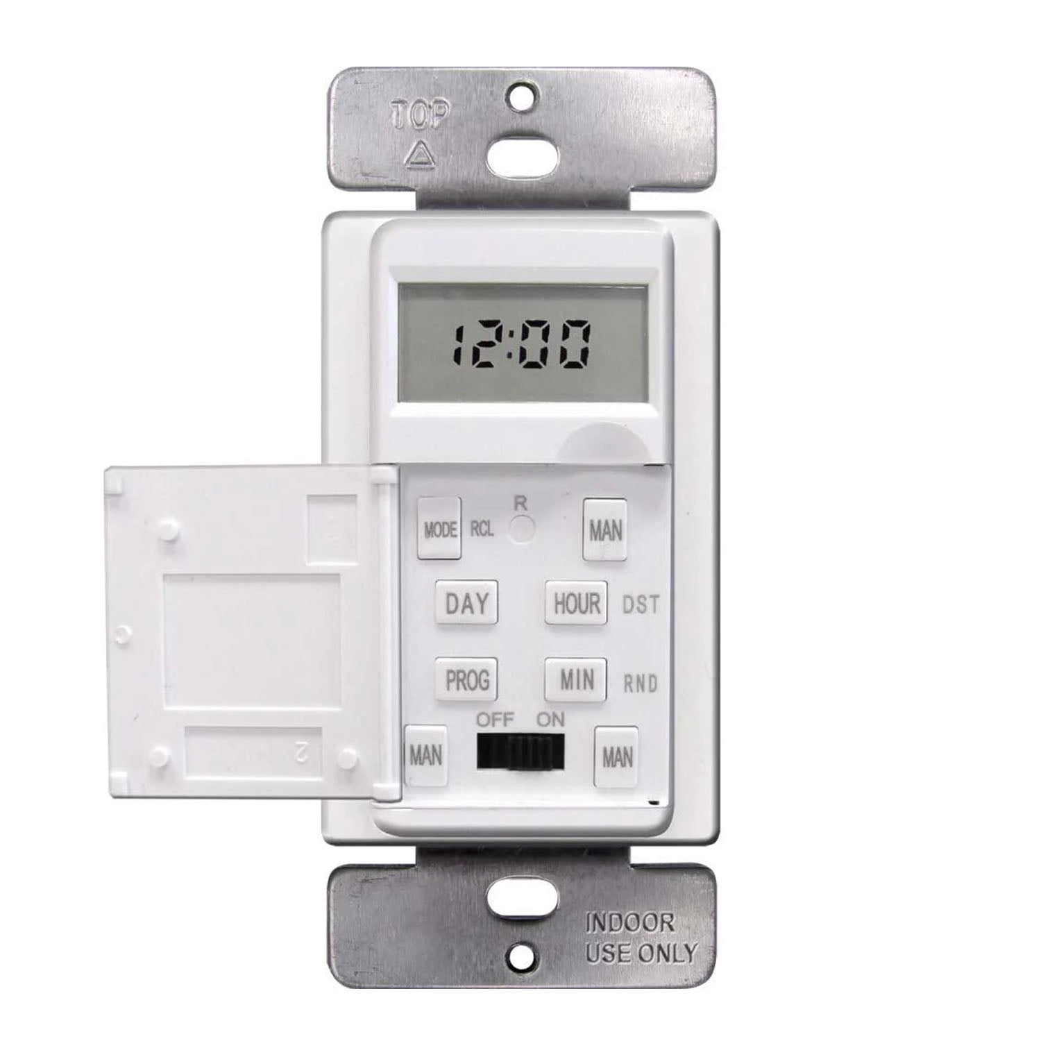 15 Amp 7-Day Digital In-Wall Programmable Timer Switch, White - Bees Lighting