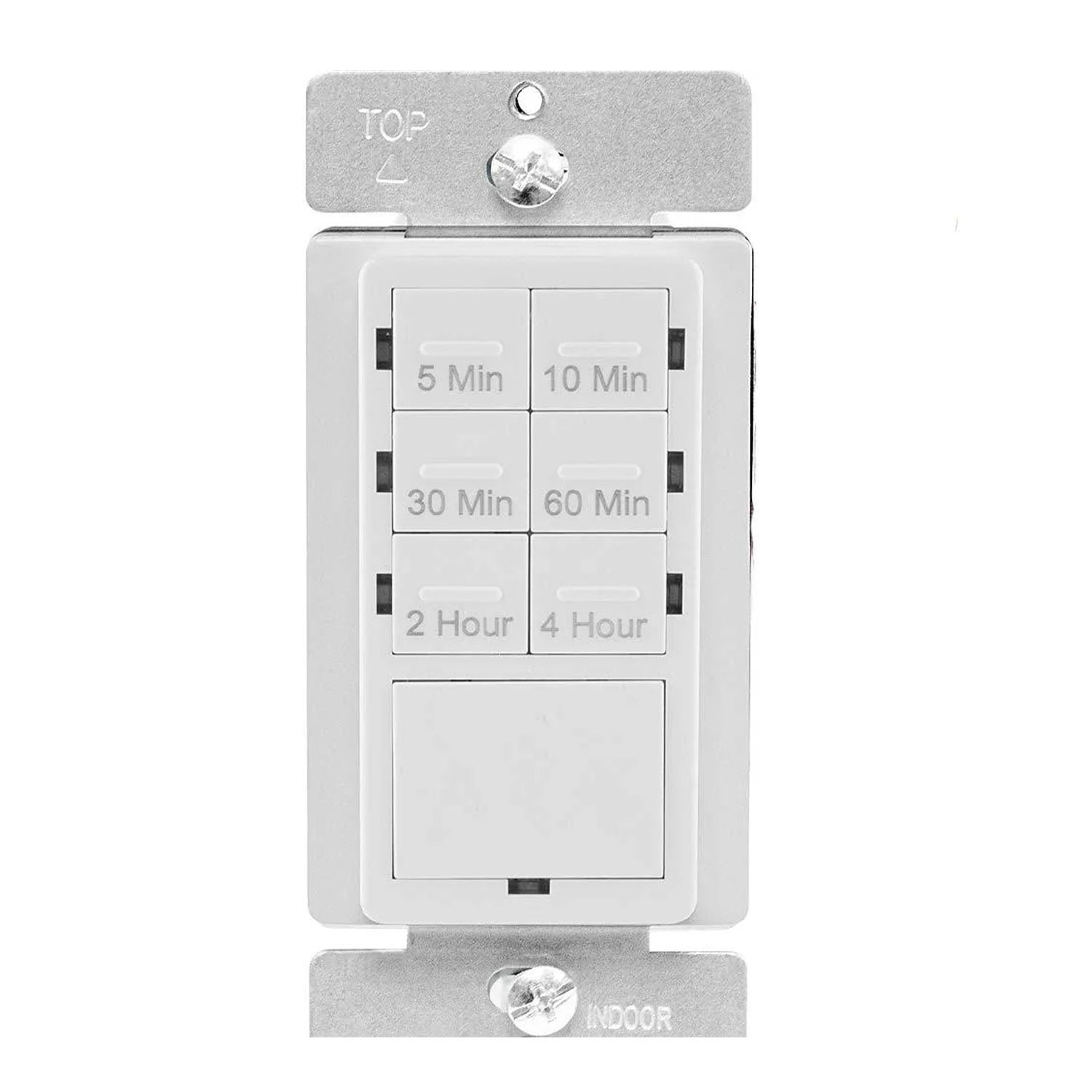 4-Hour 7-Button Preset Countdown Timer Switch, 1000 Watts, White - Bees Lighting