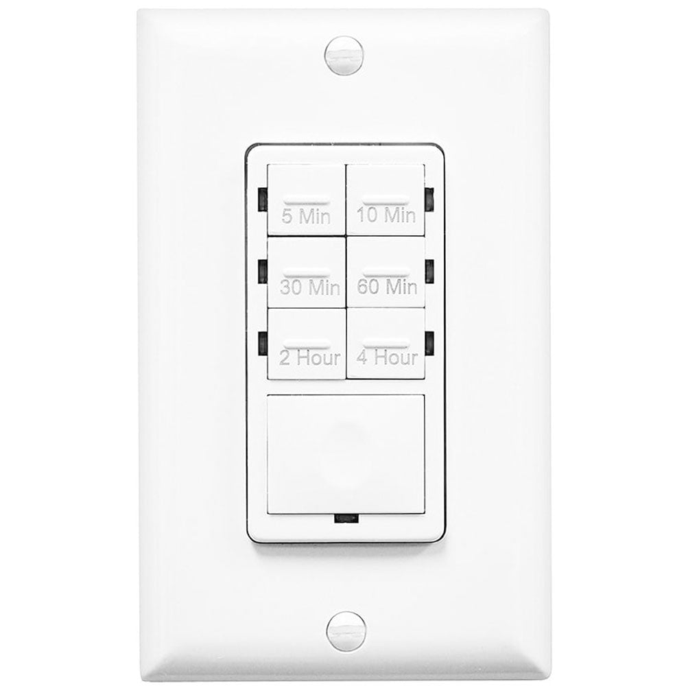 4-Hour 7-Button Preset Countdown Timer Switch, 1000 Watts, White - Bees Lighting