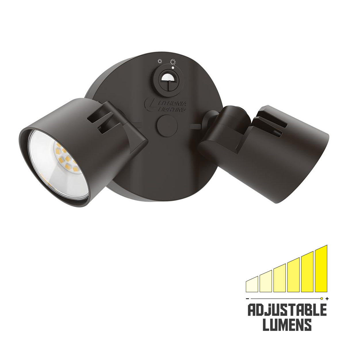 LED Security Flood Light With Photocell, 1700-2750 Lumens, 25 Watt, 4000K, Adjustable 2-Head, Bronze Finish