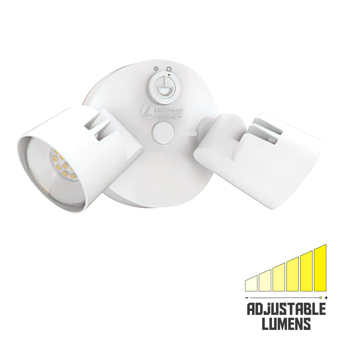 LED Security Flood Light With Photocell, 1700-2750 Lumens, 25 Watt, 4000K, Adjustable 2-Head, White Finish