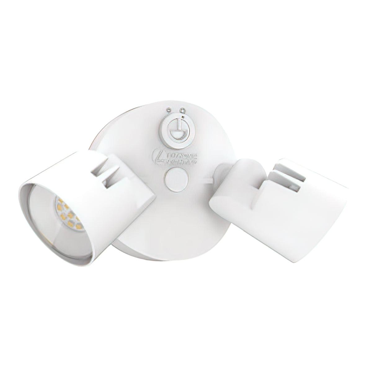 LED Security Flood Light With Photocell, 1700-2750 Lumens, 25 Watt, 4000K, Adjustable 2-Head, White Finish