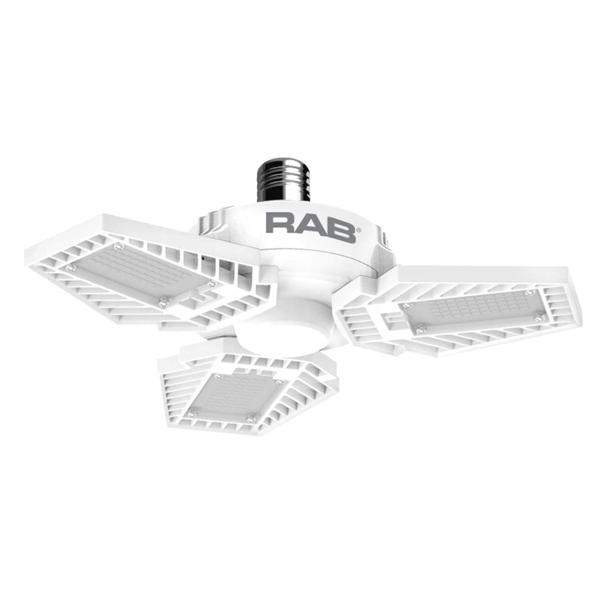 LED Garage Light Bulb, 65 Watts, 8000 Lumens, 5000K, 3 Adjustable Panels, E26 Base, 120-277V - Bees Lighting