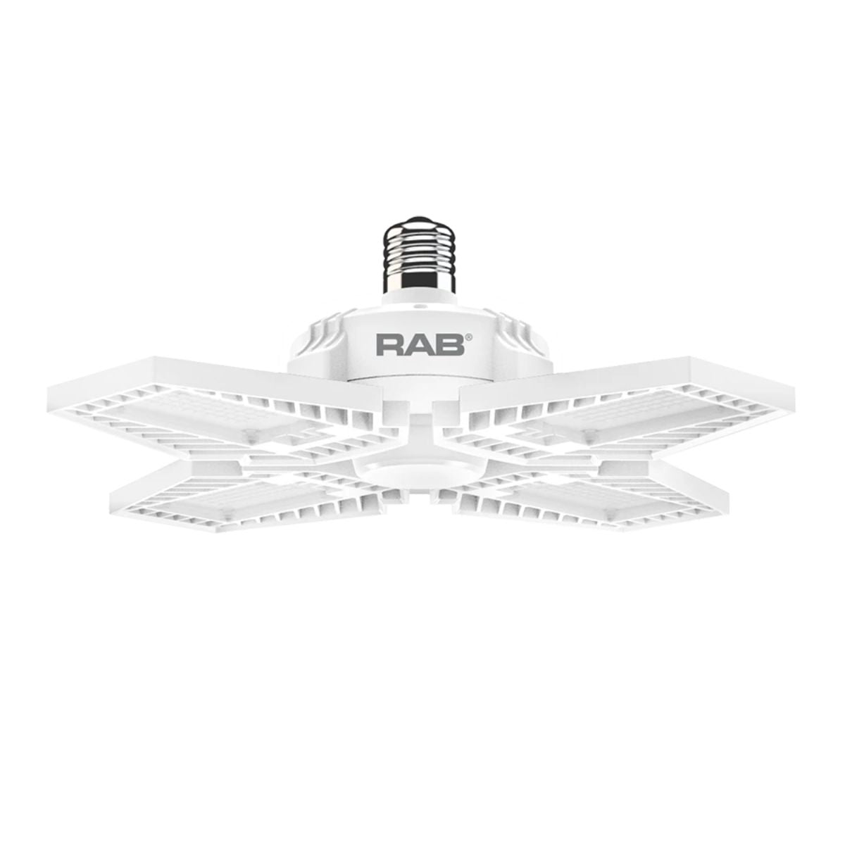 LED Garage Light Bulb, 80 Watts, 10000 Lumens, 5000K, 4 Adjustable Panels, E26 Base, 120-277V - Bees Lighting