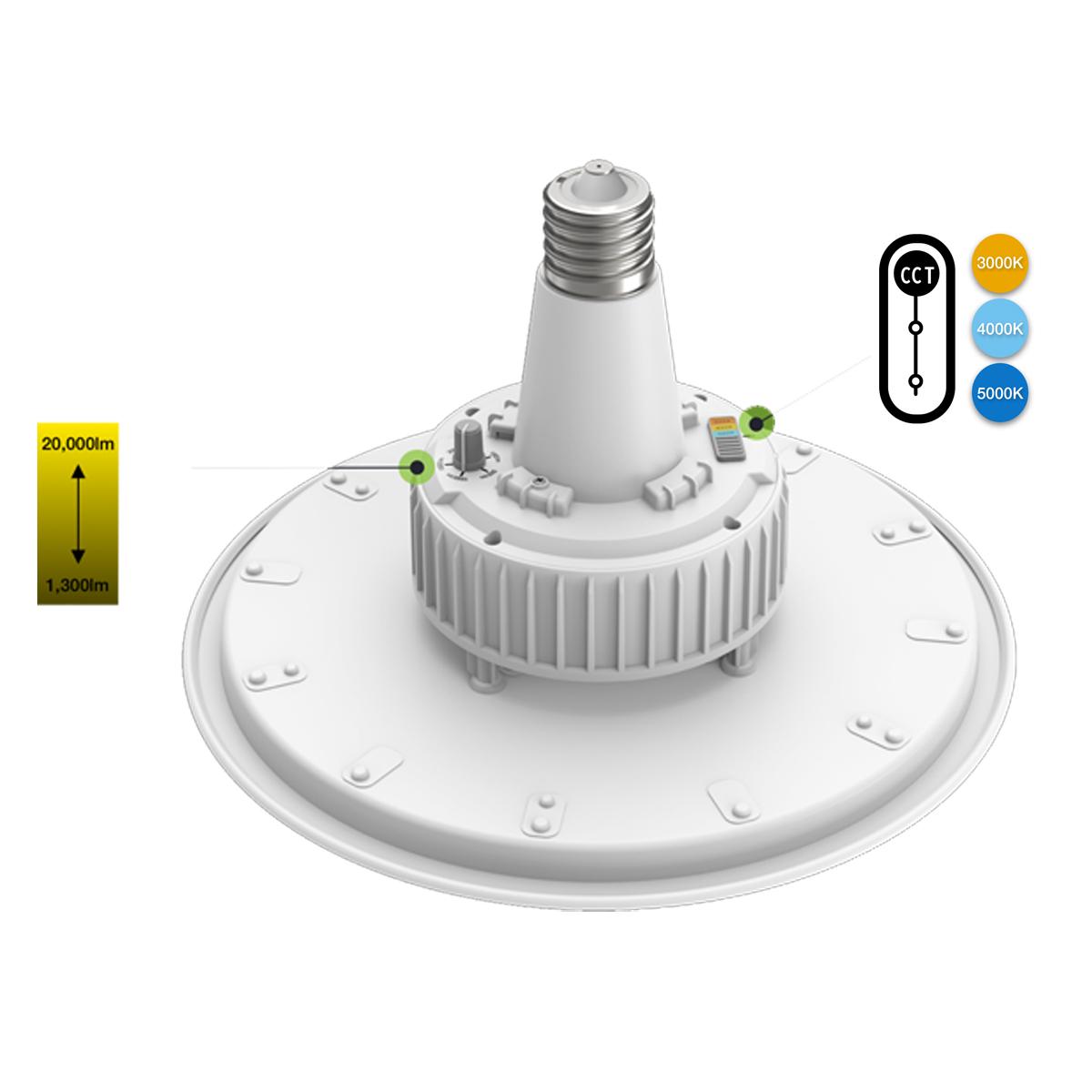 Slim High Bay Retrofit LED Lamp, 8W-135W, 20000 Lumens, Selectable CCT, EX39 Mogul, 120-277V - Bees Lighting