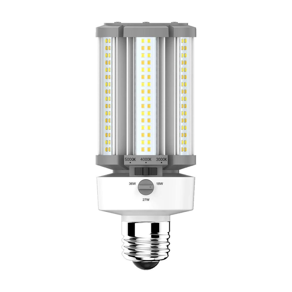 LED Corn Retrofit Lamp, 36W, 5220 Lumens, Field Adjustable, 30K/40K/50K, E26 Base, 120-277V