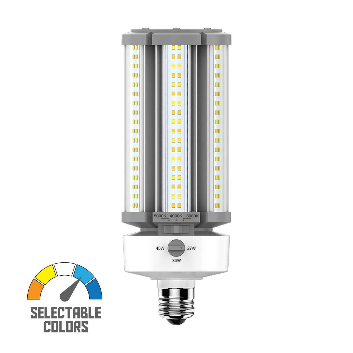 Retrofit LED Corn Bulb, 45W, 6525 Lumens, Field Adjustable, 30K/40K/50K, E26 Base, 120-277V - Bees Lighting