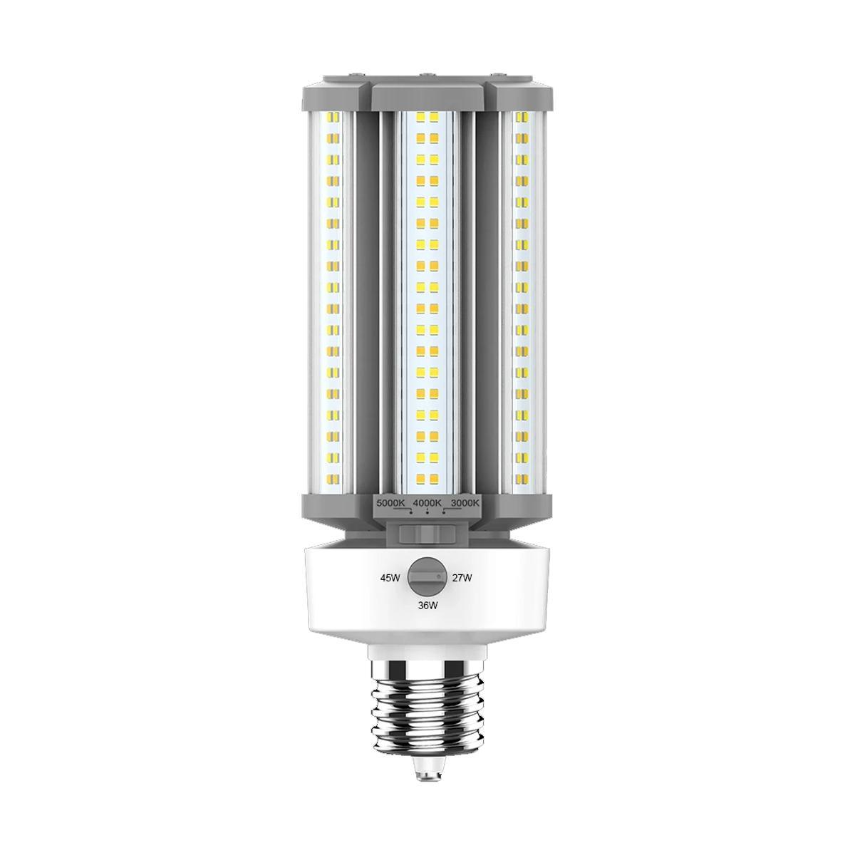 LED Corn Retrofit Lamp, 45W, 6525 Lumens, Field Adjustable, 30K/40K/50K, EX39 Mogul Extended Base, 120-277V - Bees Lighting