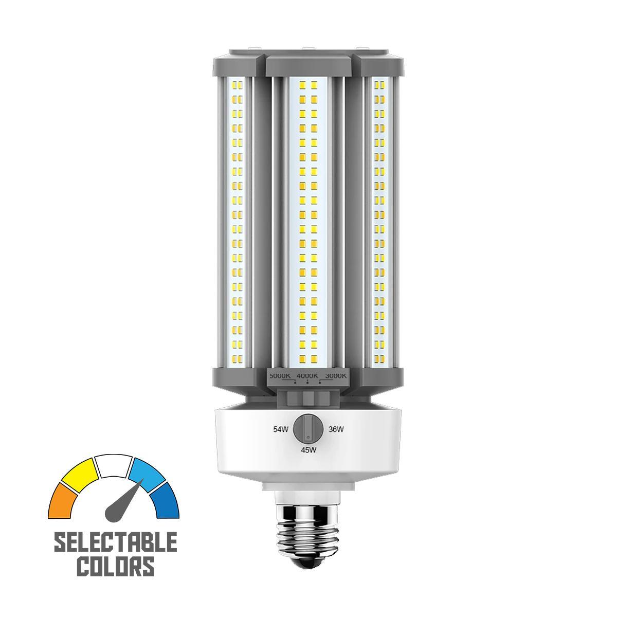 LED Corn Retrofit Lamp, 54W, 7830 Lumens, Field Adjustable, 30K/40K/50K, E26 Base, 120-277V - Bees Lighting