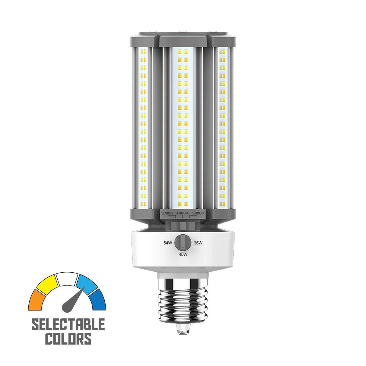 Retrofit LED Corn Bulb, 54W, 7830 Lumens, Field Adjustable, 30K/40K/50K, EX39 Mogul Extended Base, 120-277V - Bees Lighting