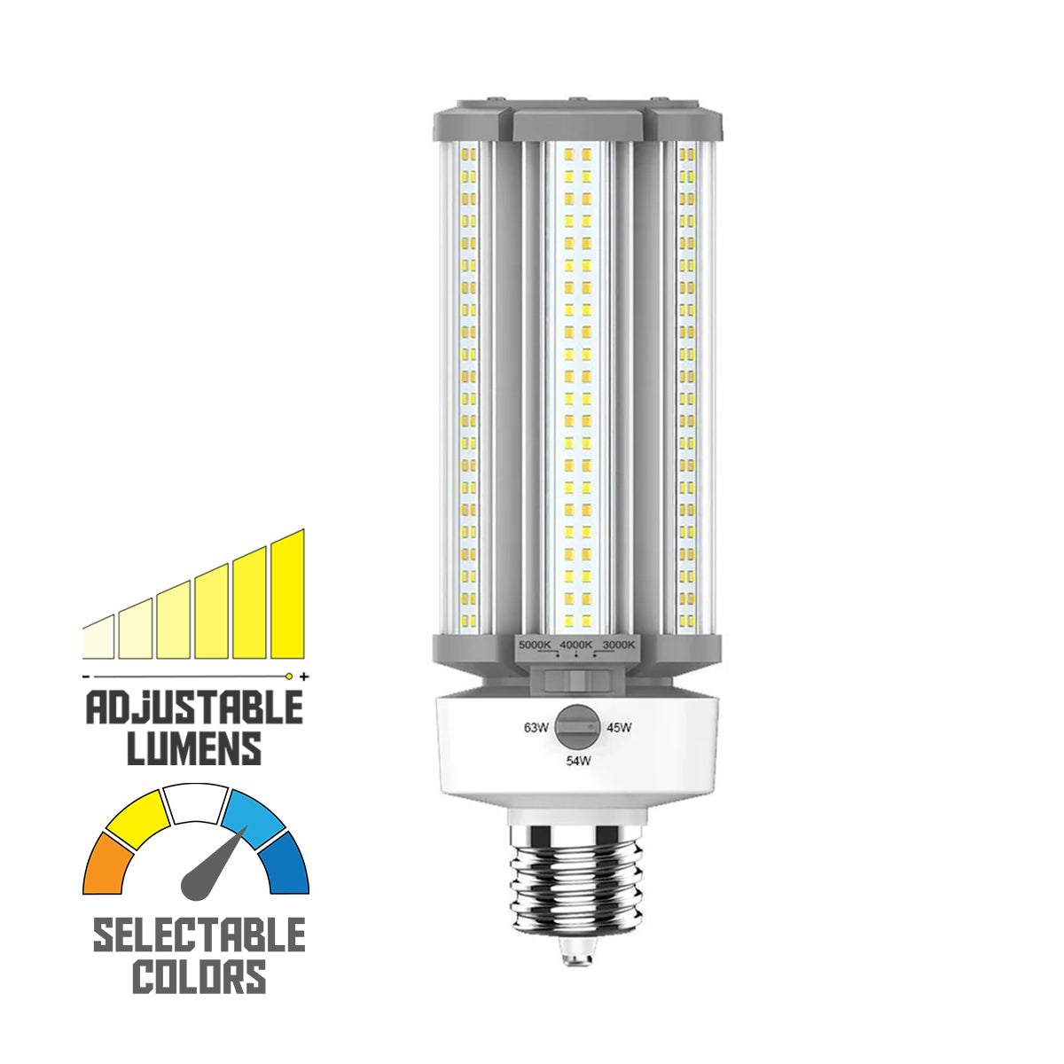 Post Top LED Lamp, 45W|54W|63W, 9150 Lumens, Selectable CCT, EX39 Mogul Base, 120-277V - Bees Lighting