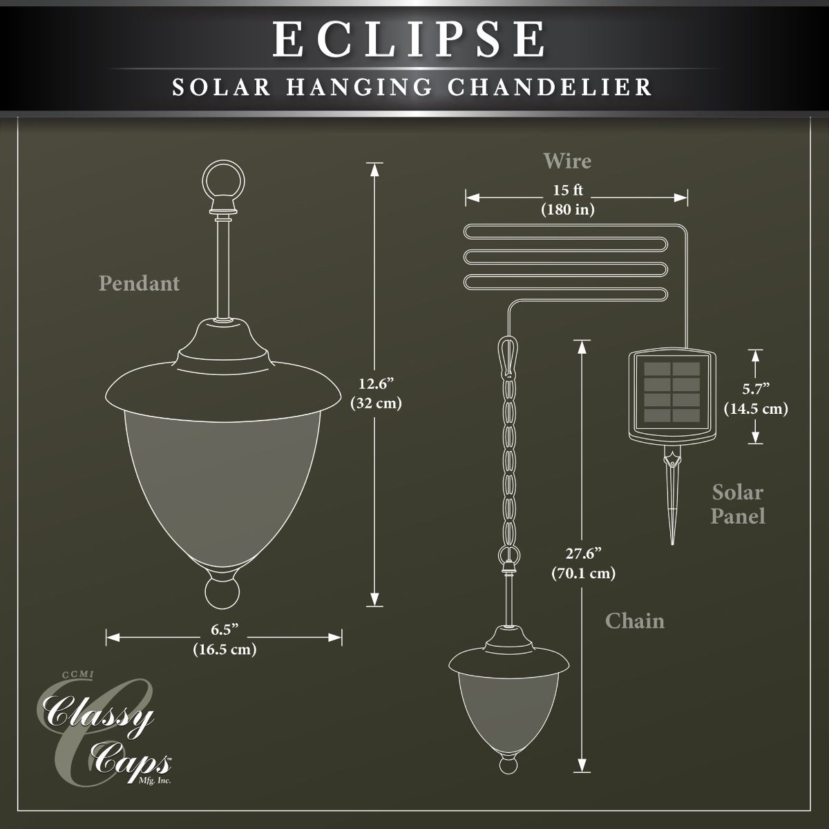 Eclipse Solar LED Outdoor Chandelier 4500K Black finish