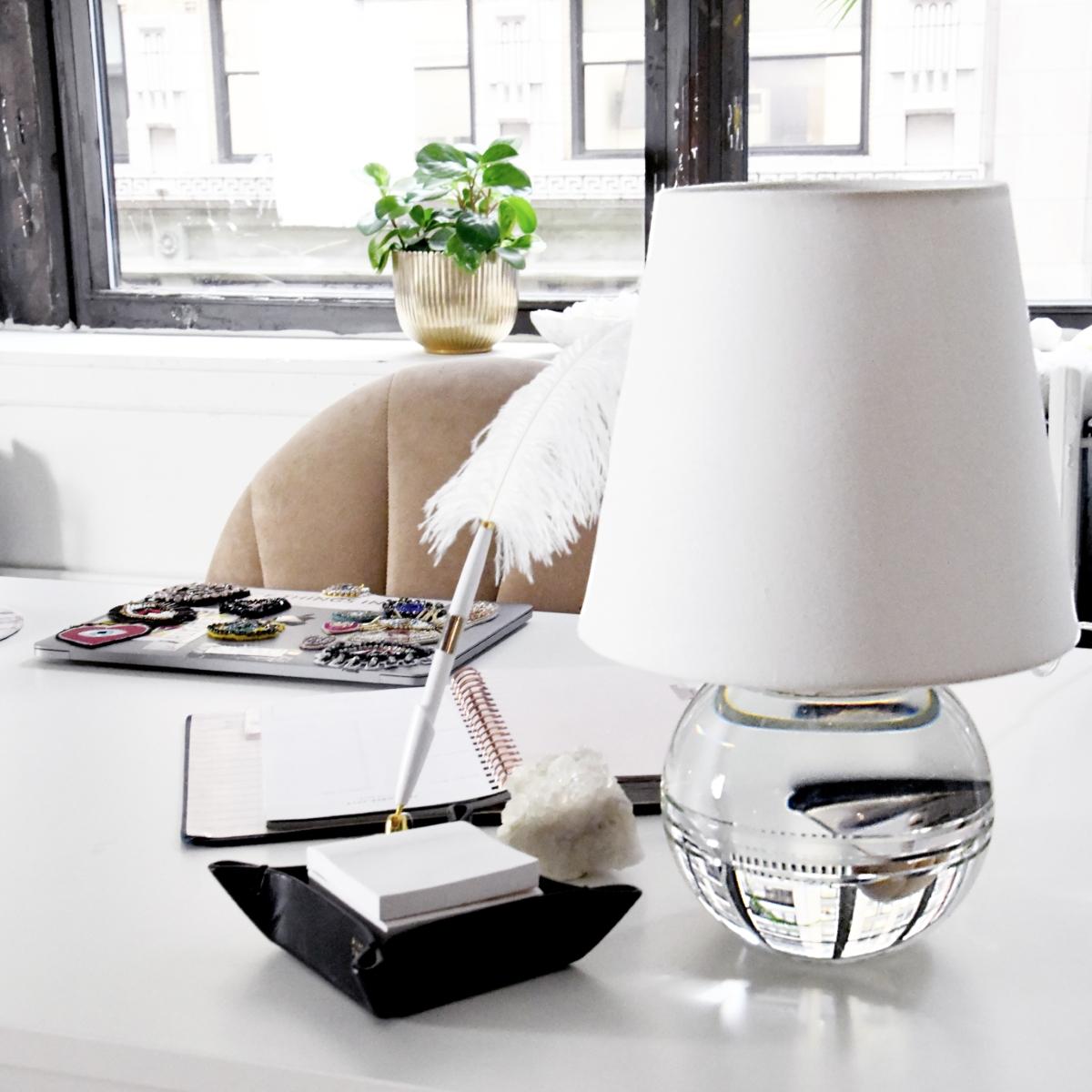 Nicole Table Lamp Crystal Base with Polished Nickel Accents - Bees Lighting