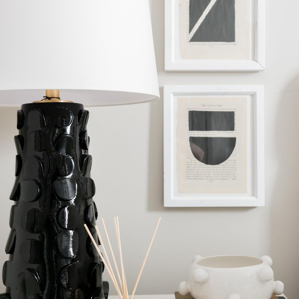 Naomi Table Lamp Black Lustro with Gold Leaf Combo Finish - Bees Lighting
