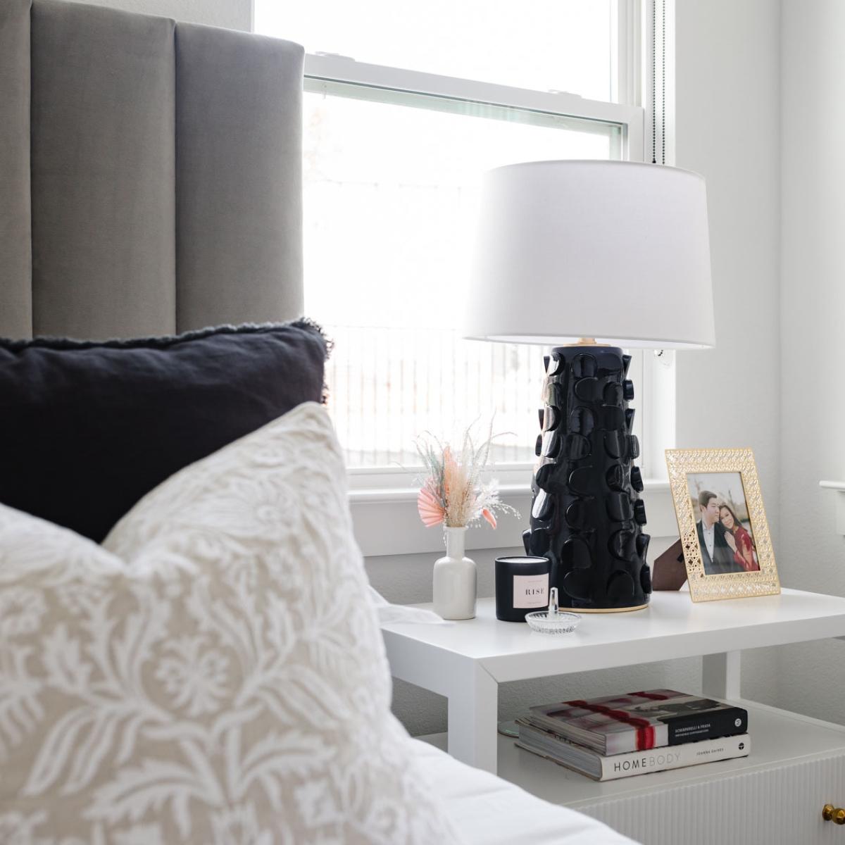 Naomi Table Lamp Black Lustro with Gold Leaf Combo Finish - Bees Lighting