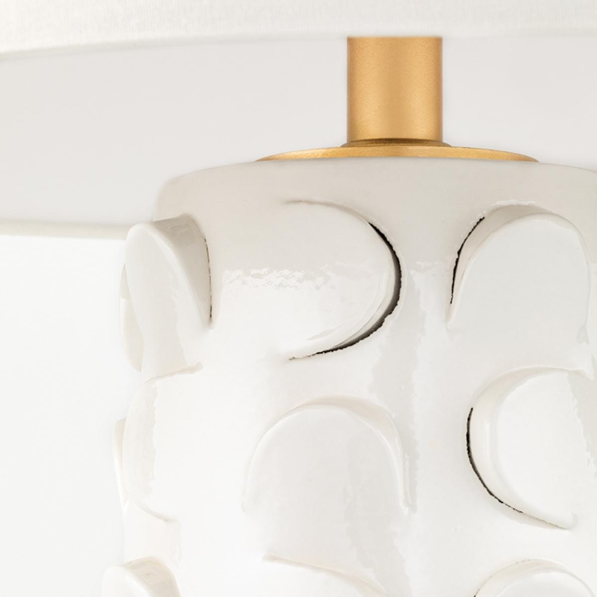 Naomi Table Lamp White Lustro with Gold Leaf Combo Finish - Bees Lighting
