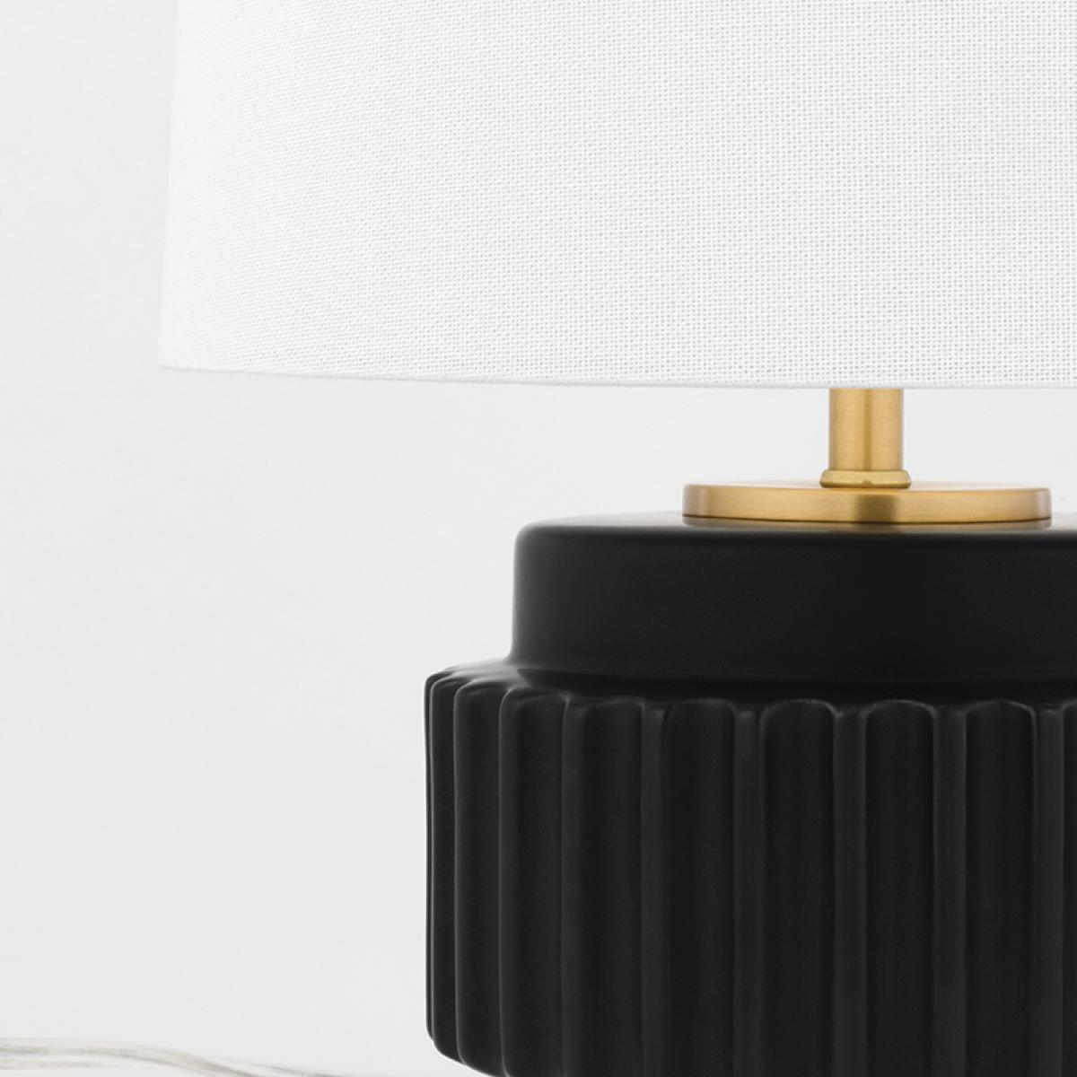 Kalani Table Lamp Matte Black with Brass Accents - Bees Lighting
