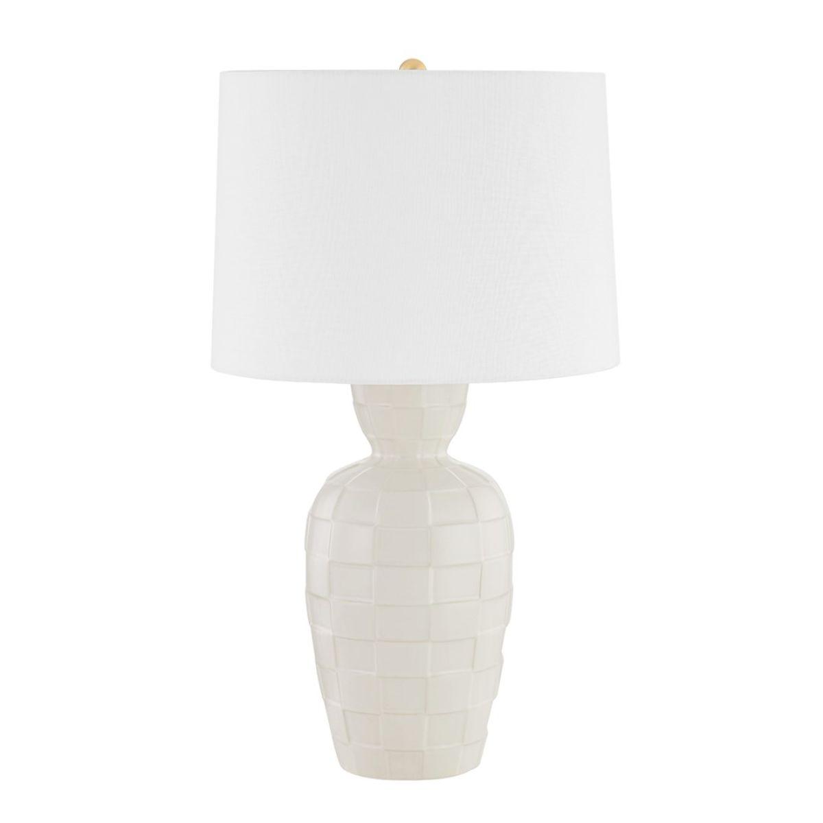 Dawn Table Lamp Ceramic Satin Cream with Aged Brass Accents