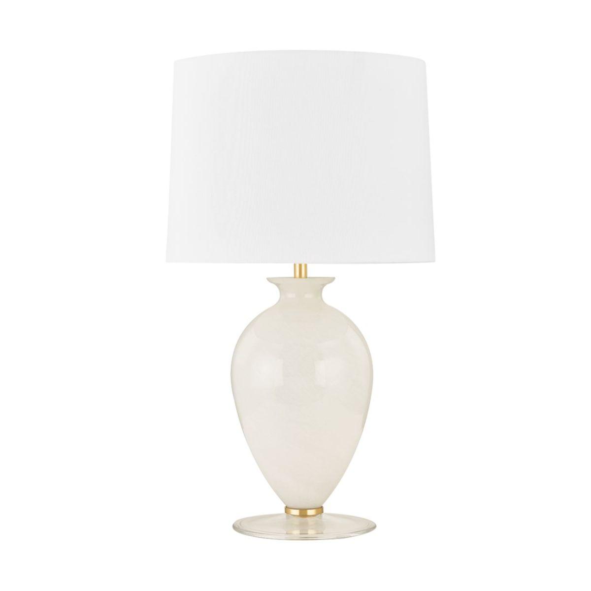 Laney Table Lamp Cloud Glass Base with Aged Brass Accents