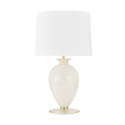 Laney Table Lamp Cloud Glass Base with Aged Brass Accents - Bees Lighting