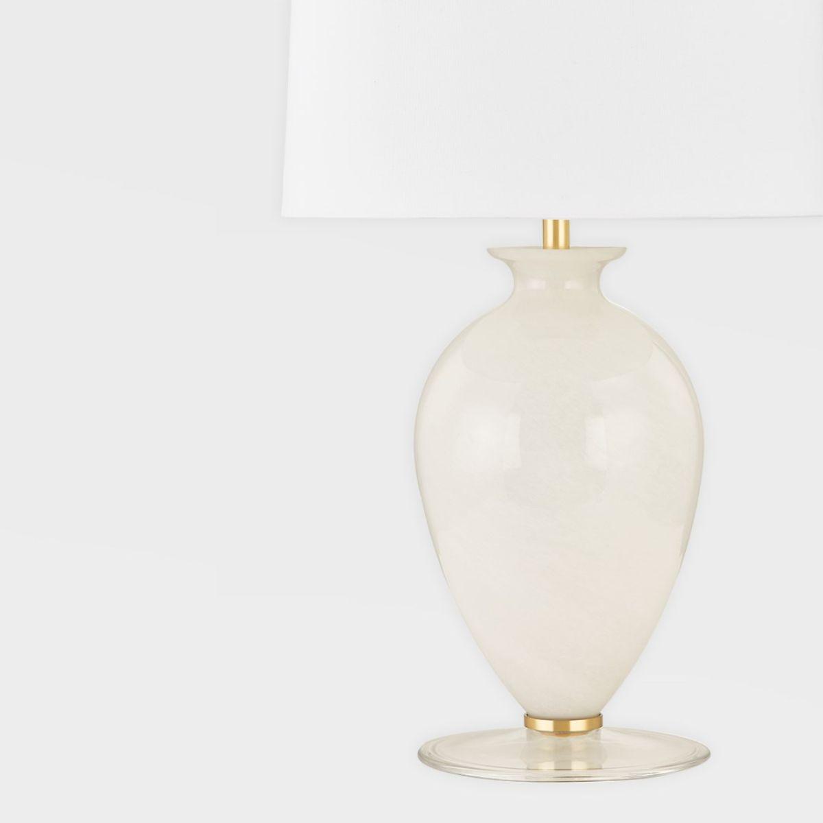 Laney Table Lamp Cloud Glass Base with Aged Brass Accents - Bees Lighting