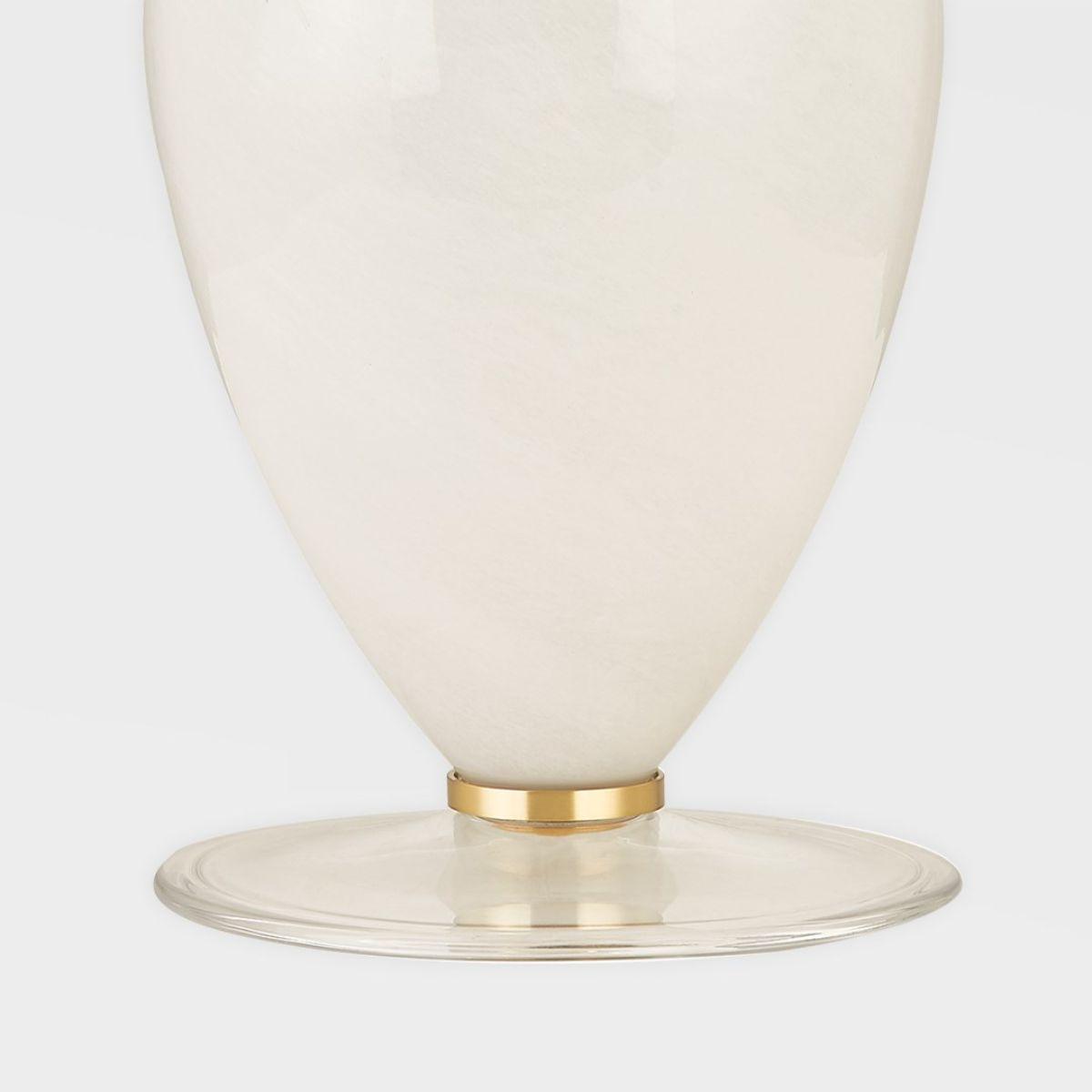 Laney Table Lamp Cloud Glass Base with Aged Brass Accents - Bees Lighting