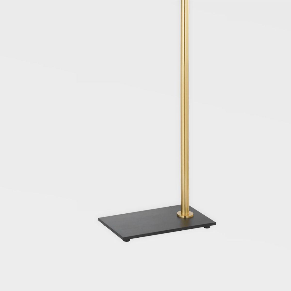 Lauren Floor Lamp Textured Black Combo and Aged Brass with Rattan Finish