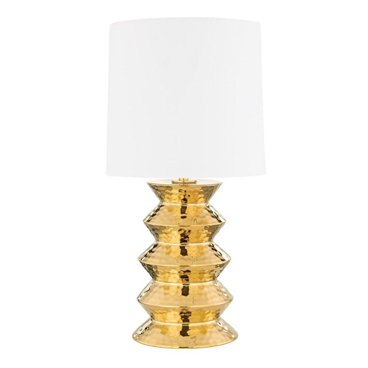 Zoe Table Lamp Aged Brass Ceramic Gold Finish - Bees Lighting