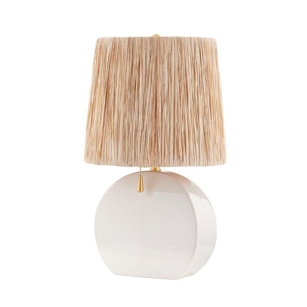 Aneesa Table Lamp Ceramic Ivory Crackle with Aged Brass Accents - Bees Lighting