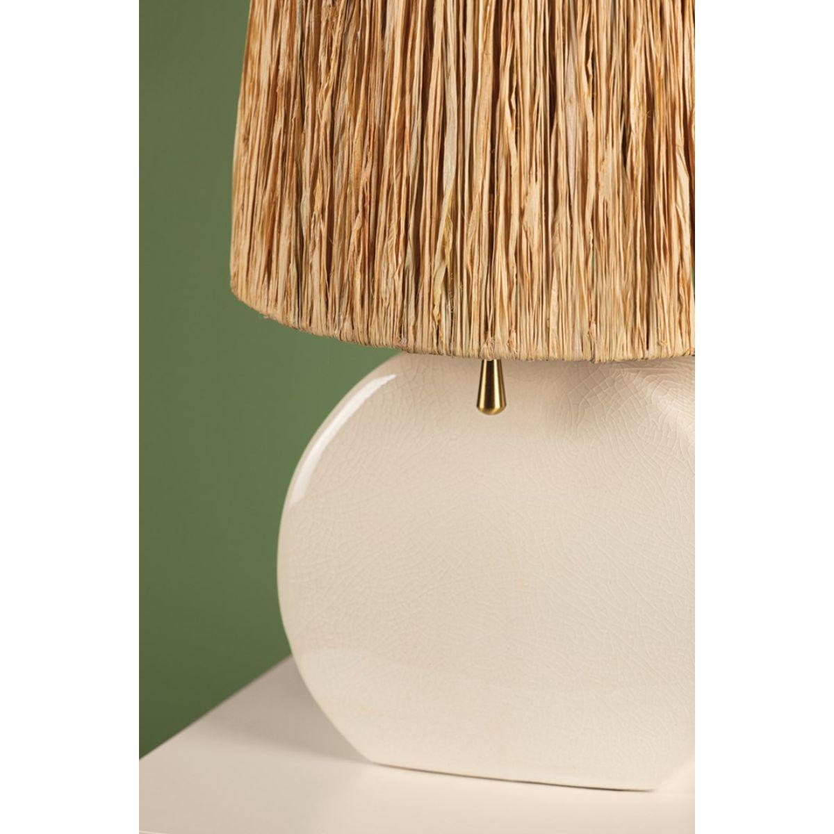 Aneesa Table Lamp Ceramic Ivory Crackle with Aged Brass Accents - Bees Lighting