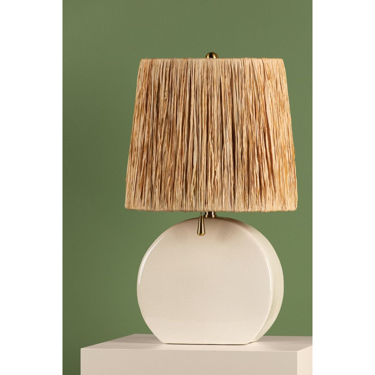 Aneesa Table Lamp Ceramic Ivory Crackle with Aged Brass Accents - Bees Lighting
