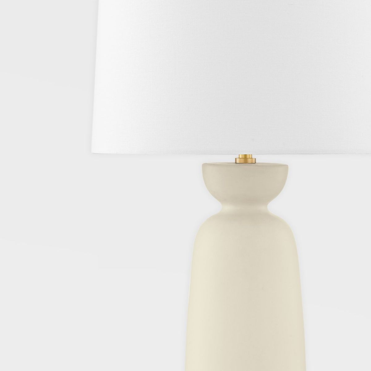 Rhea Table Lamp Ceramic Antique Ivory with Aged Brass Accents - Bees Lighting
