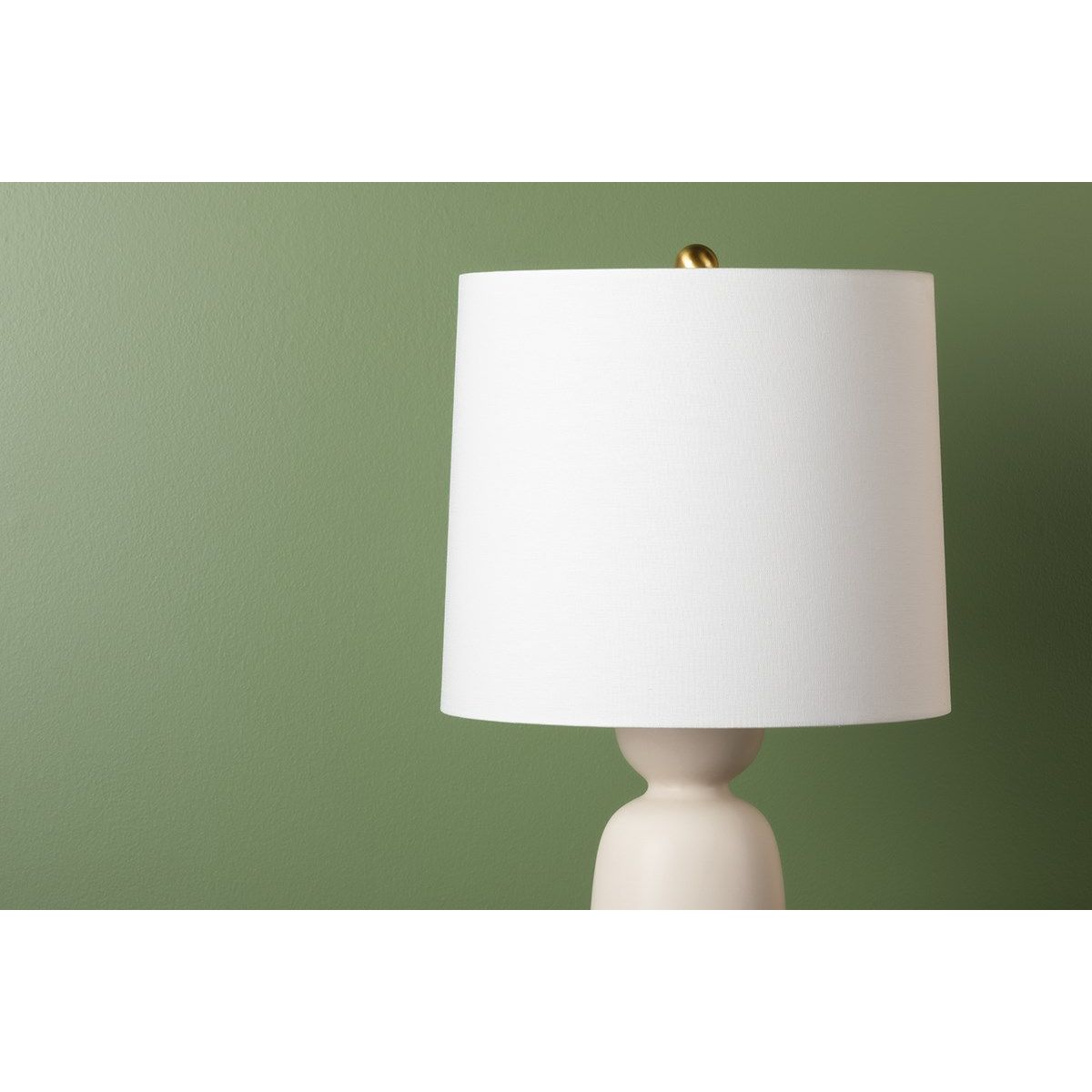 Rhea Table Lamp Ceramic Antique Ivory with Aged Brass Accents - Bees Lighting