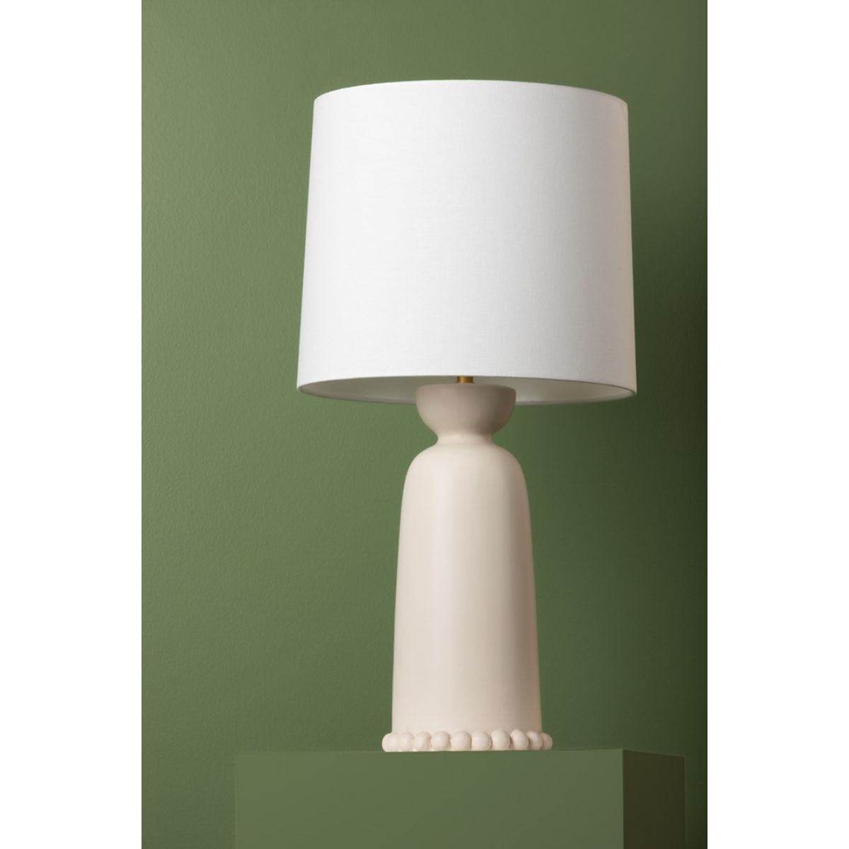 Rhea Table Lamp Ceramic Antique Ivory with Aged Brass Accents - Bees Lighting