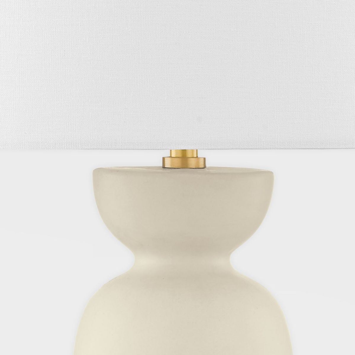 Rhea Table Lamp Ceramic Antique Ivory with Aged Brass Accents - Bees Lighting