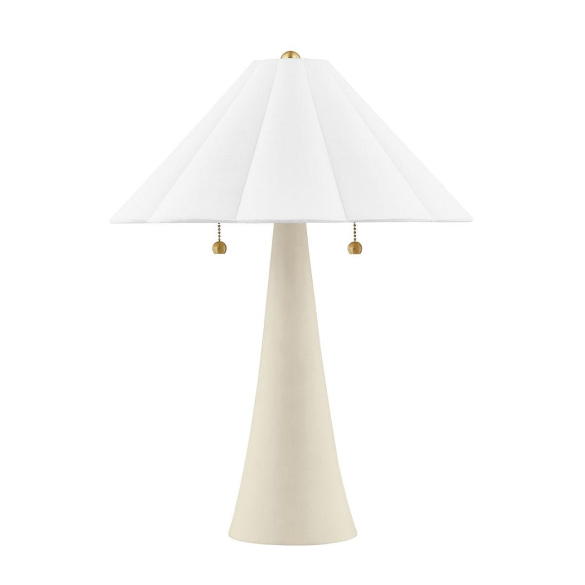 Alana 2 Lights Table Lamp Ceramic Antique Ivory with Aged Brass Accents - Bees Lighting