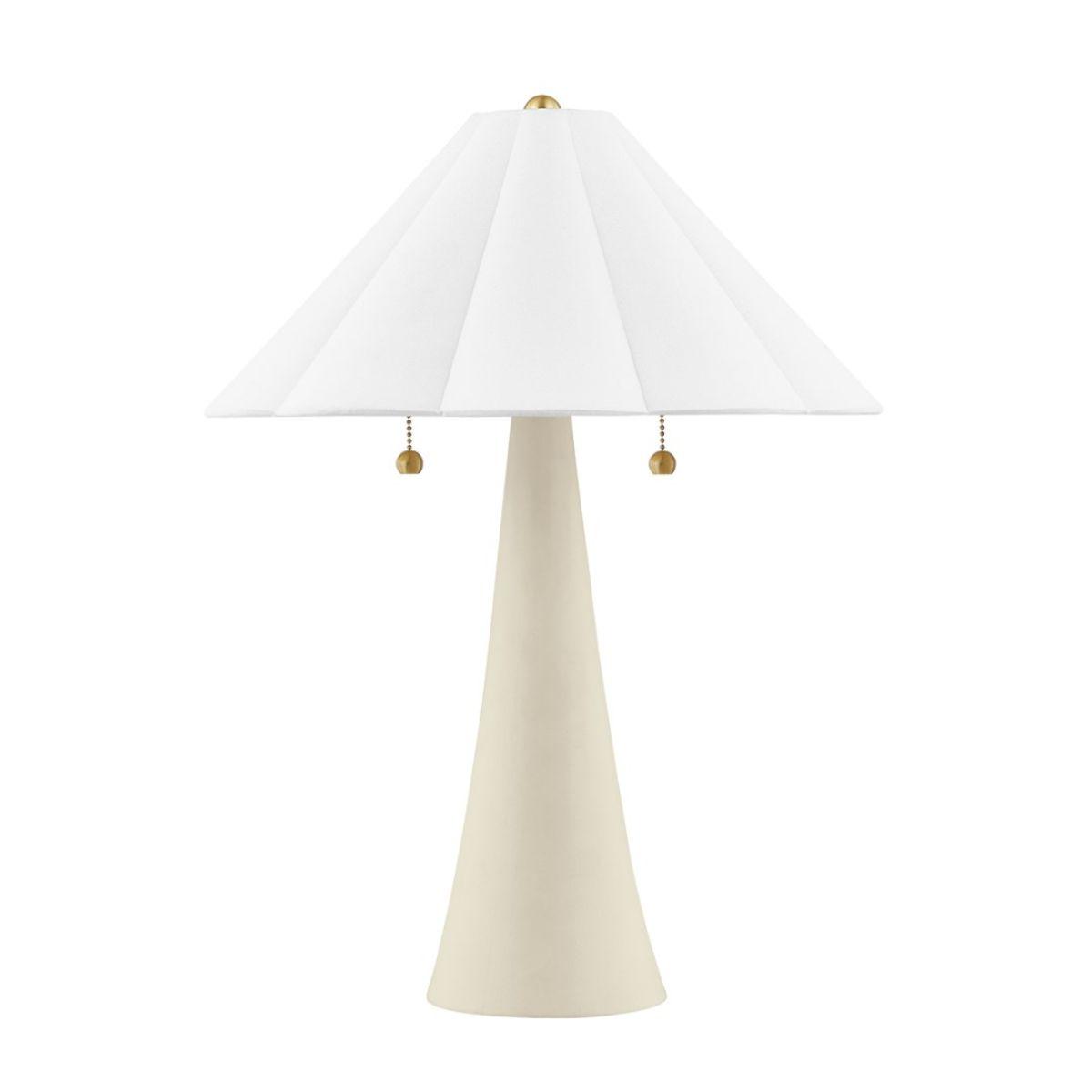 Alana 2 Lights Table Lamp Ceramic Antique Ivory with Aged Brass Accents