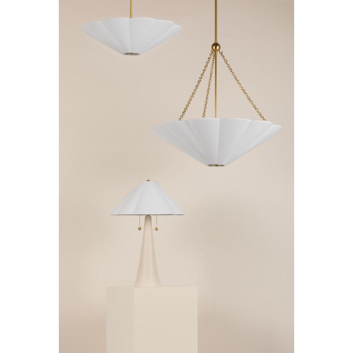 Alana 2 Lights Table Lamp Ceramic Antique Ivory with Aged Brass Accents - Bees Lighting
