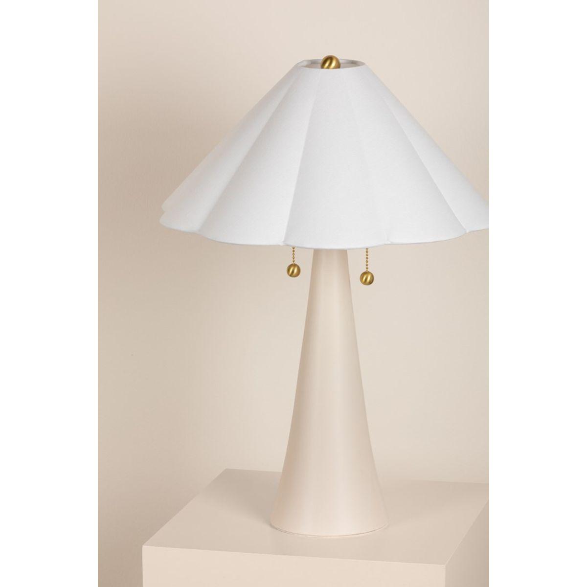 Alana 2 Lights Table Lamp Ceramic Antique Ivory with Aged Brass Accents - Bees Lighting