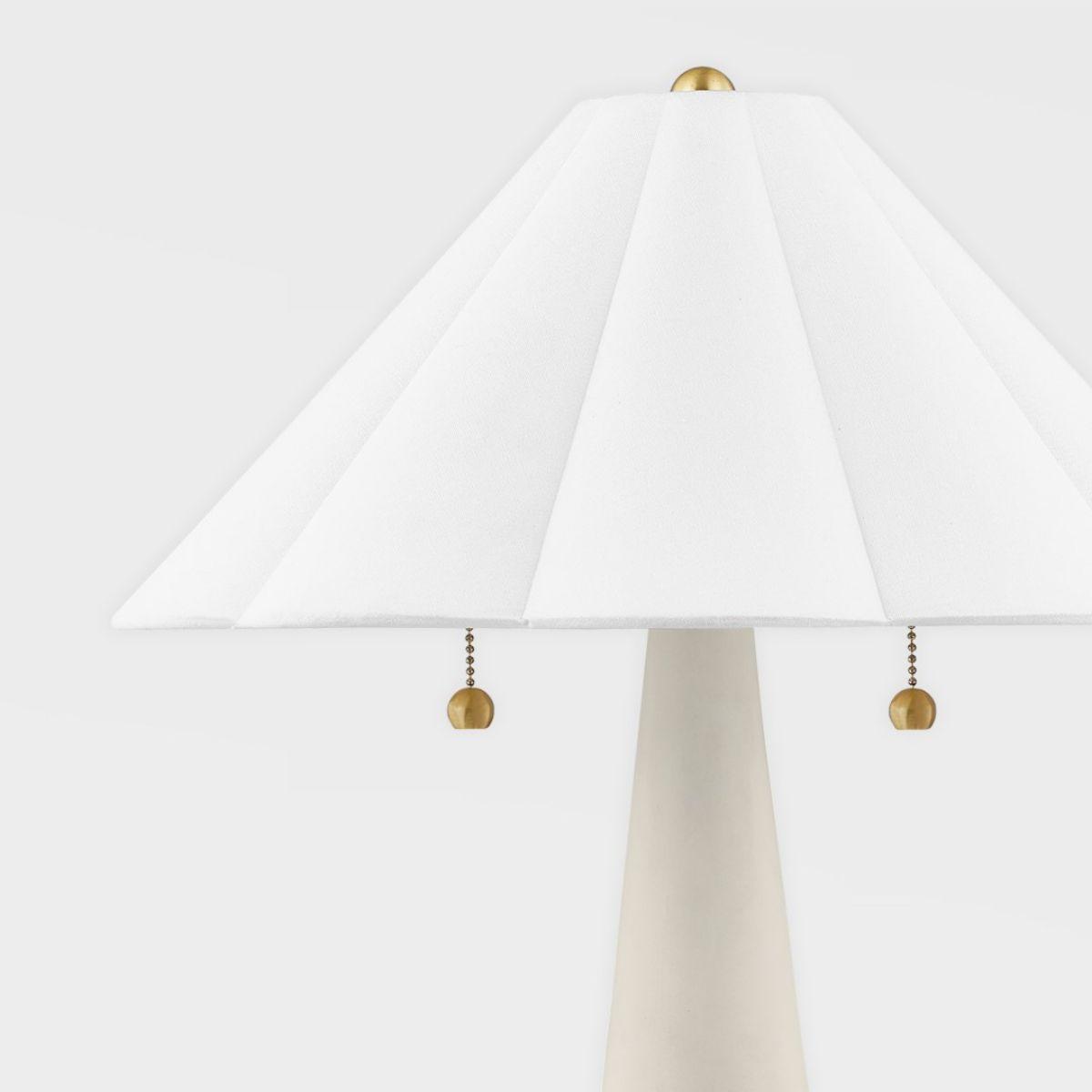 Alana 2 Lights Table Lamp Ceramic Antique Ivory with Aged Brass Accents - Bees Lighting