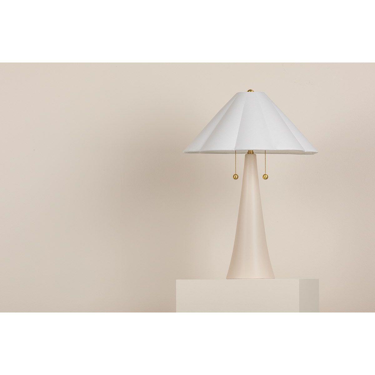 Alana 2 Lights Table Lamp Ceramic Antique Ivory with Aged Brass Accents - Bees Lighting