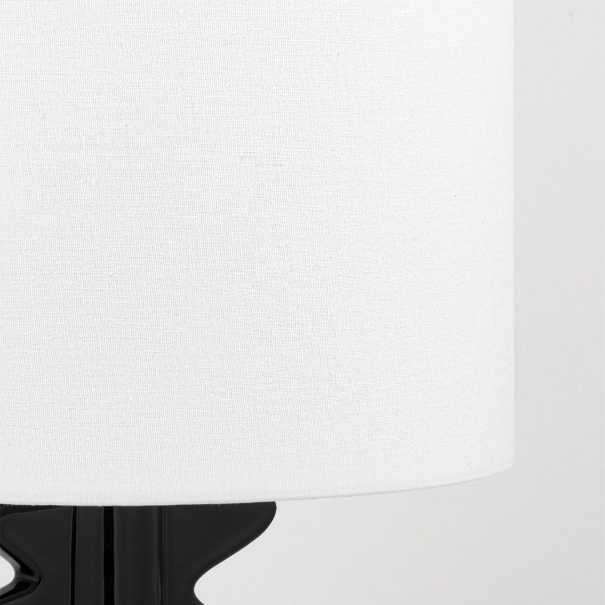 Liwa Table Lamp Ceramic Gloss Black with Aged Brass Accents - Bees Lighting