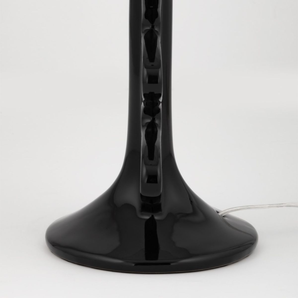 Liwa Table Lamp Ceramic Gloss Black with Aged Brass Accents - Bees Lighting