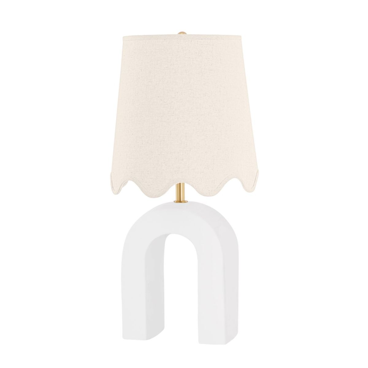 Roshani Table Lamp Ceramic Raw Matte White with Aged Brass Accents - Bees Lighting