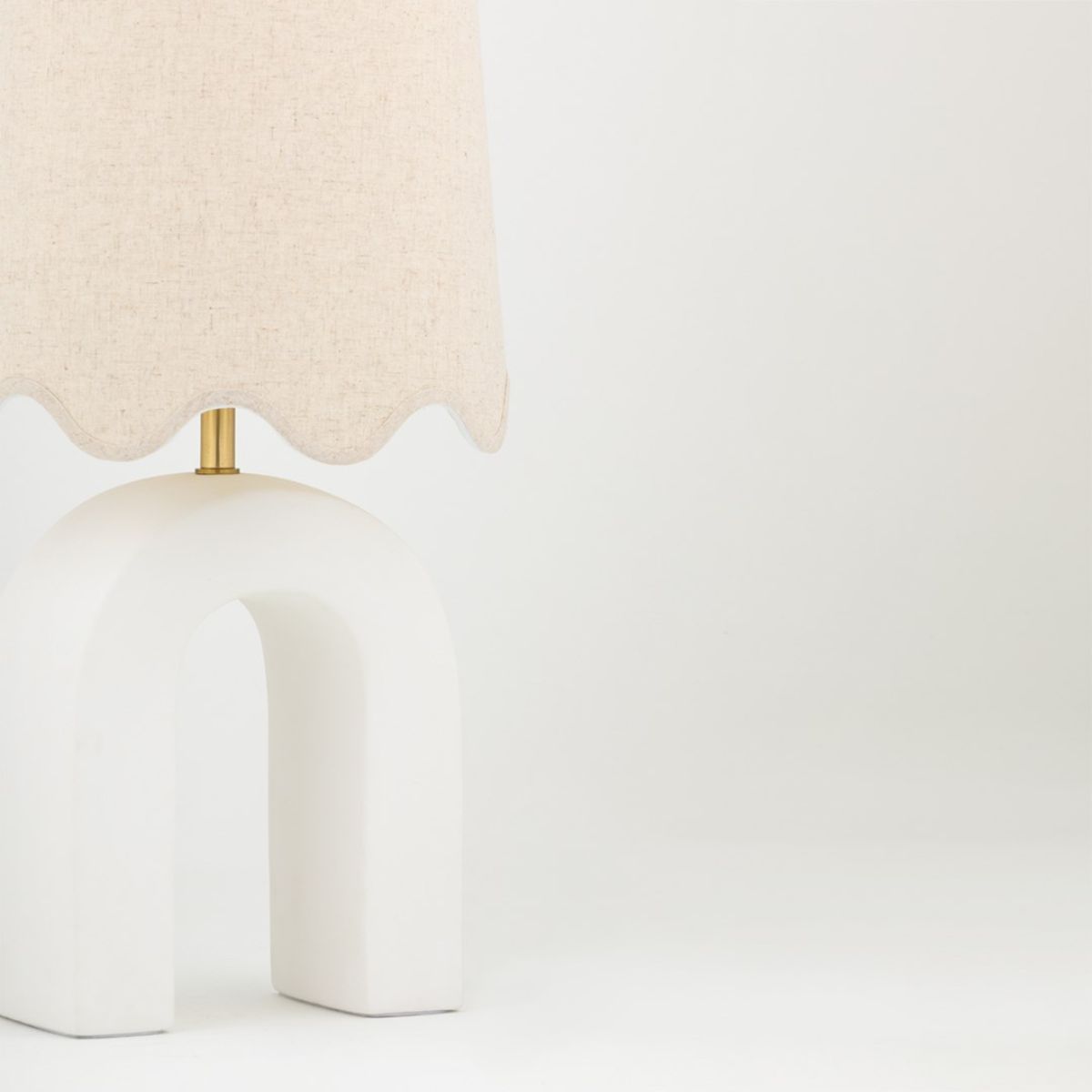 Roshani Table Lamp Ceramic Raw Matte White with Aged Brass Accents - Bees Lighting
