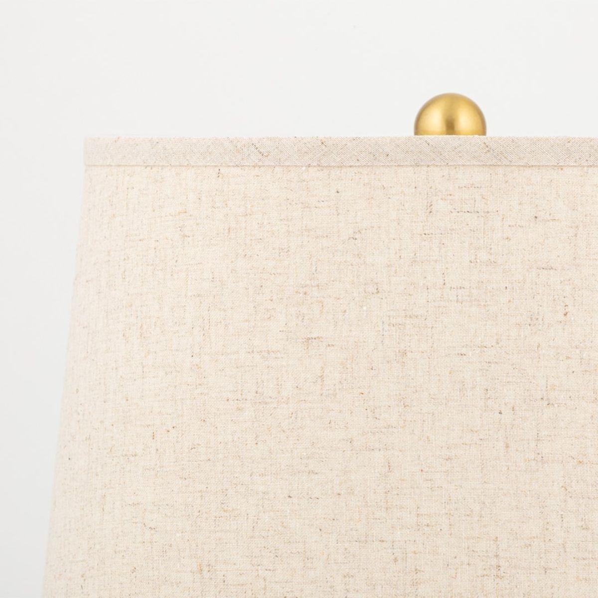 Roshani Table Lamp Ceramic Raw Matte White with Aged Brass Accents - Bees Lighting