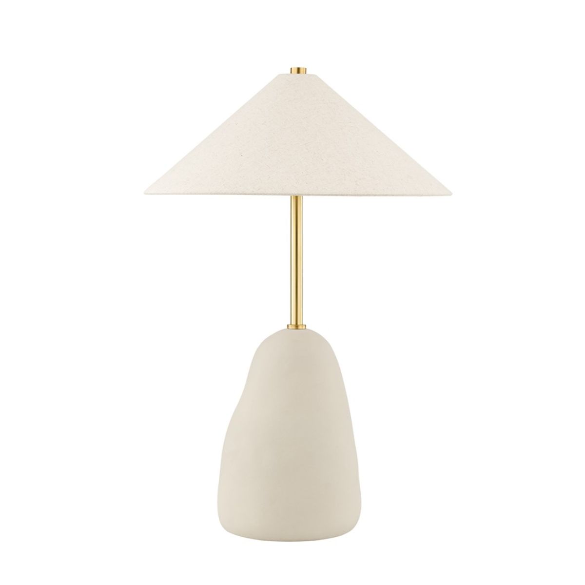 Maia 2 Lights Table Lamp Ceramic Textured Beige and Aged Brass Accents - Bees Lighting