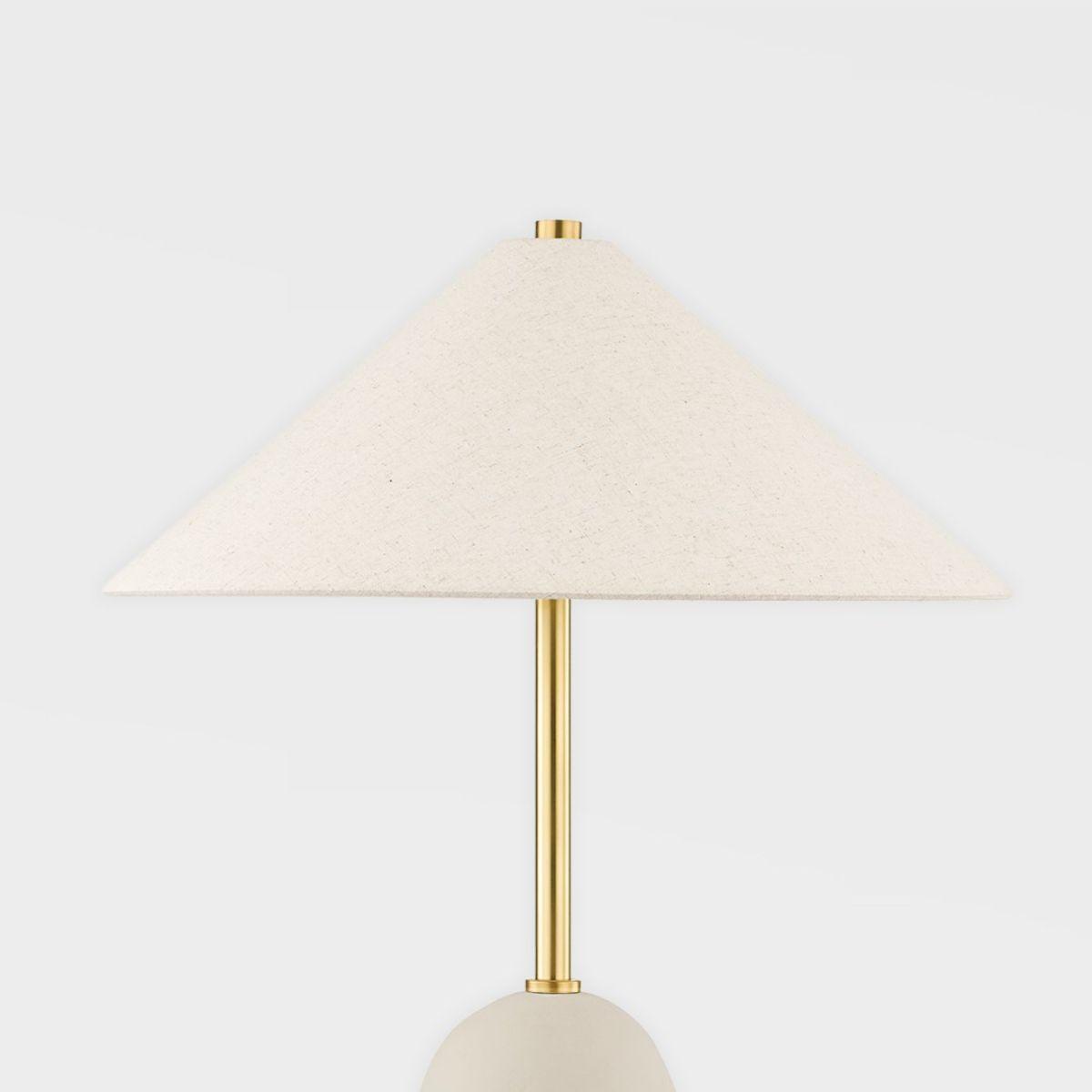 Maia 2 Lights Table Lamp Ceramic Textured Beige and Aged Brass Accents - Bees Lighting