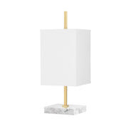 Mikaela Table Lamp White Marble Base and Aged Brass Finish - Bees Lighting
