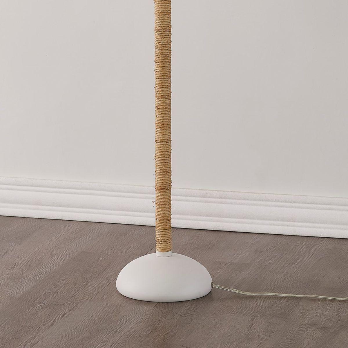 Mariana 2 Lights Floor Lamp Raffia Wrapped Textured White Finish - Bees Lighting